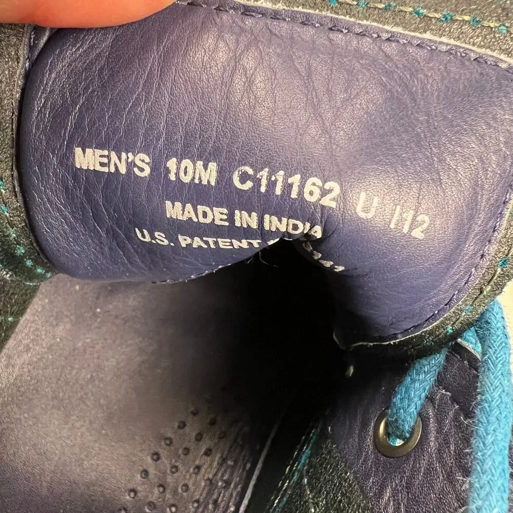 Cole Haan Air Charles Bottle Green Suede Chukka Boots Turquoise Laces Size 10M